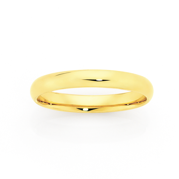 9ct 3mm Half Round Wedding Ring - Size N