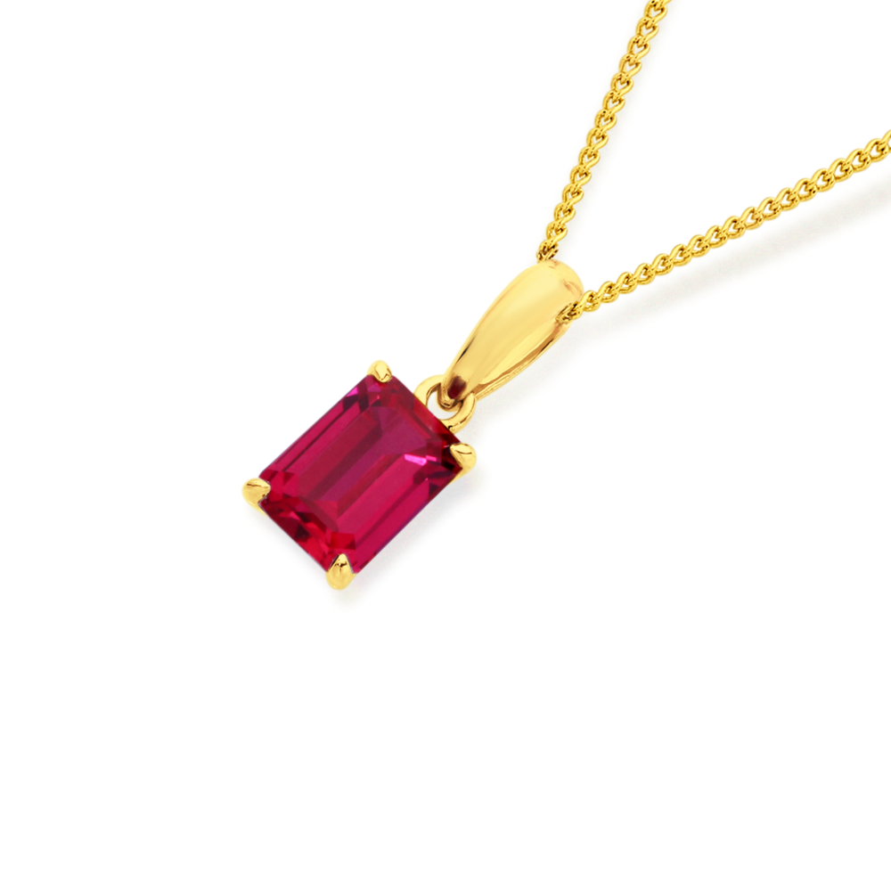 9ct Created Ruby Pendant in Red Goldmark (AU)