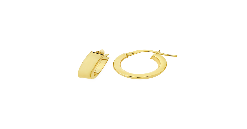 9ct Gold 10mm Rectangle Tube Hoop Earrings Goldmark (AU)