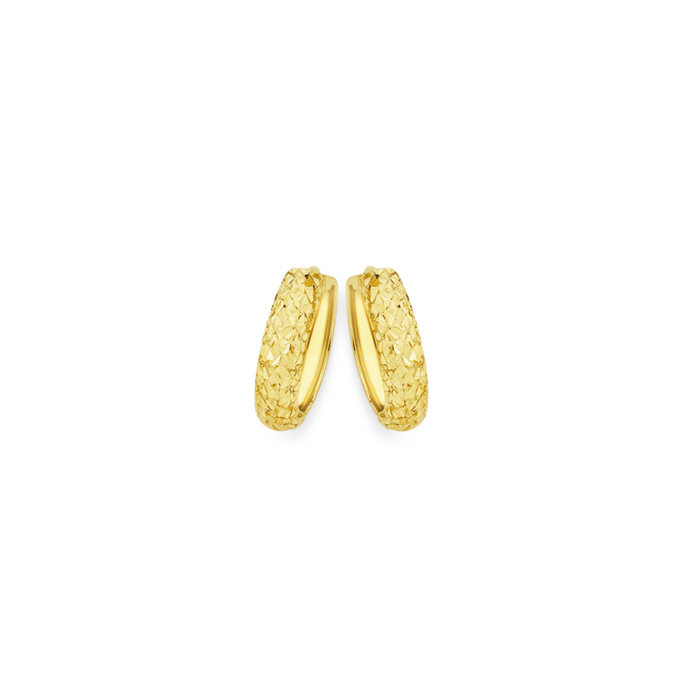 9ct Gold 12mm Diamond Cut Half Round Huggie Earrings Goldmark AU