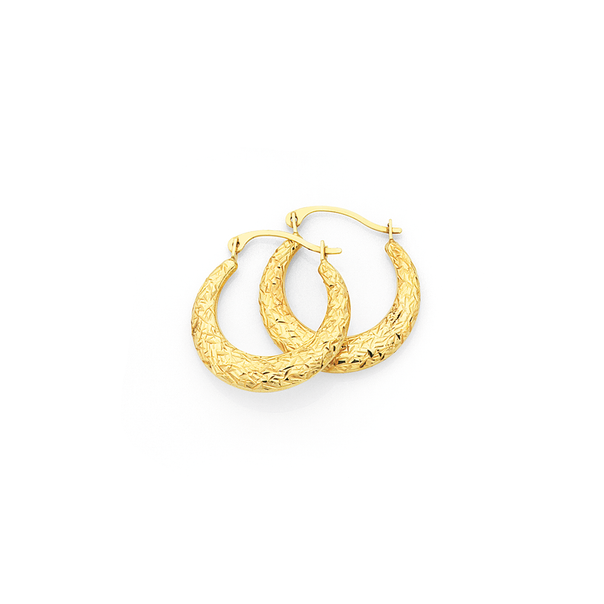 9ct Gold 12mm Puff Creole Earrings
