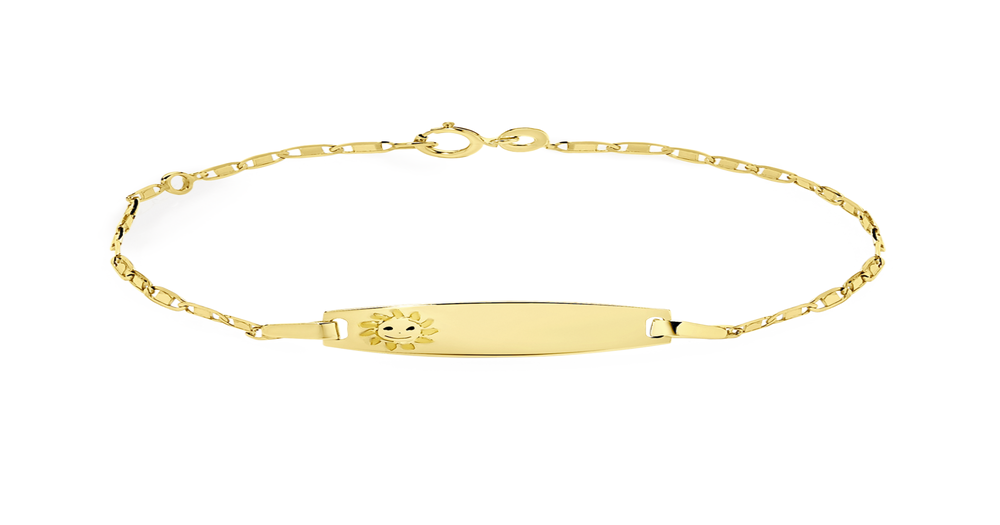 9ct Gold 14cm Solid Anchor Sun Enamel I.d. Bracelet | Goldmark (AU)