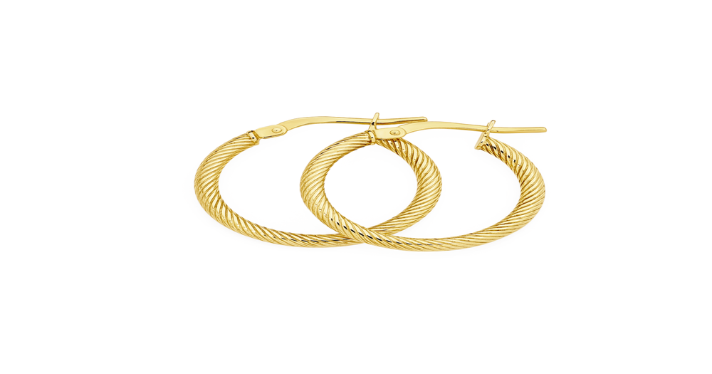 9ct Gold 15mm Diamondcut Twist Hoop Earrings Goldmark (AU)