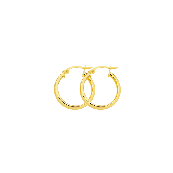 9ct Gold 15mm Hoop Earrings