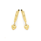 9ct Gold 1.5x10mm Heart Drop Hoop Earrings