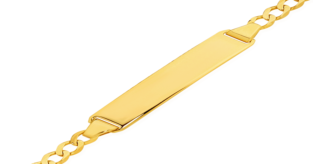 9ct Gold 16cm Solid Curb Identity Bracelet Goldmark (AU)