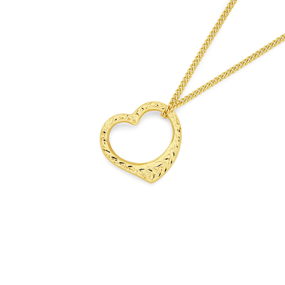 9ct Gold 16mm Floating Heart Pendant Goldmark AU