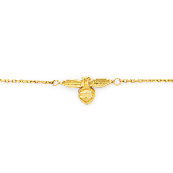 9ct Gold 19cm Bumble Bee Solid Trace Bracelet