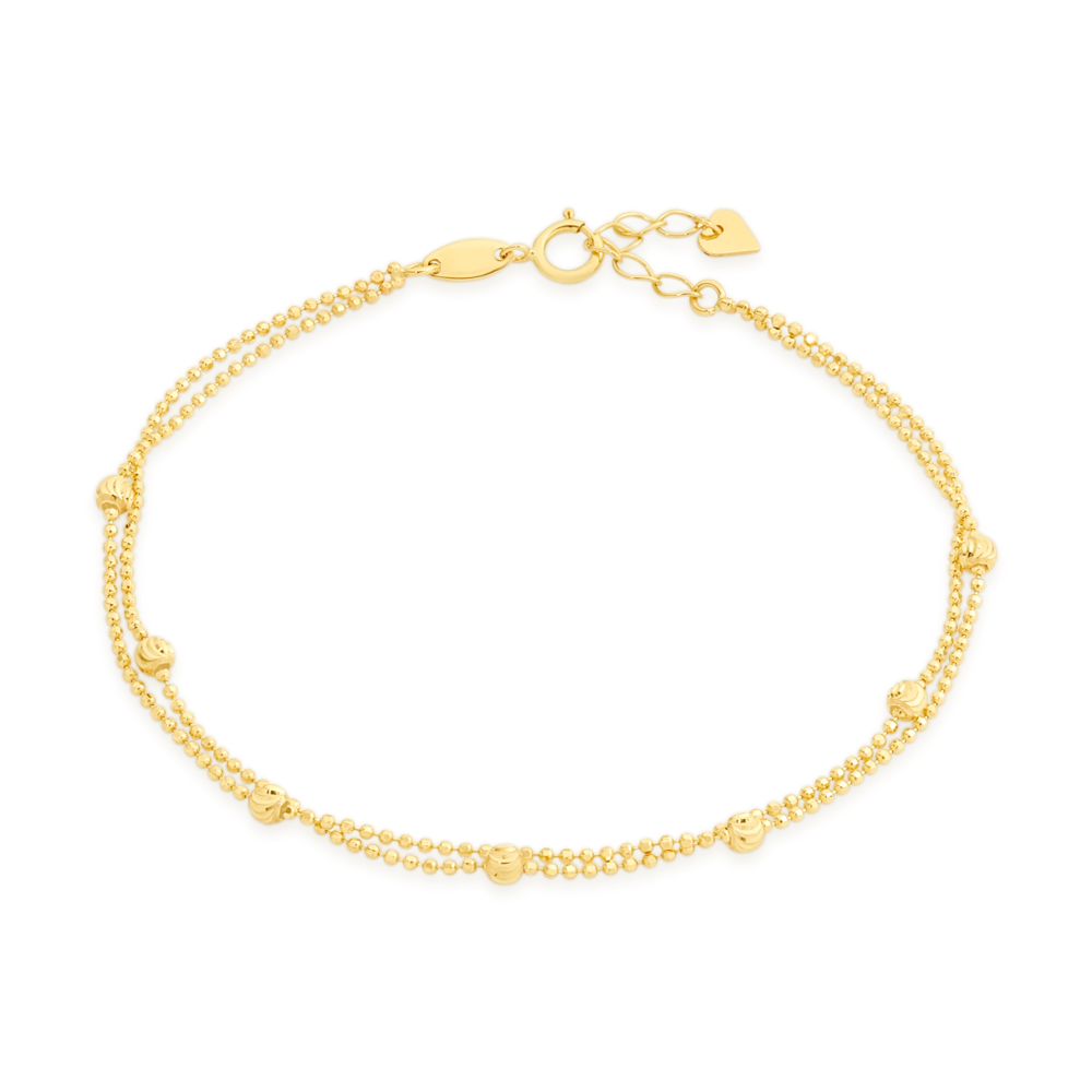 Beaverbrooks 9ct Gold Bead Bracelet | very.co.uk