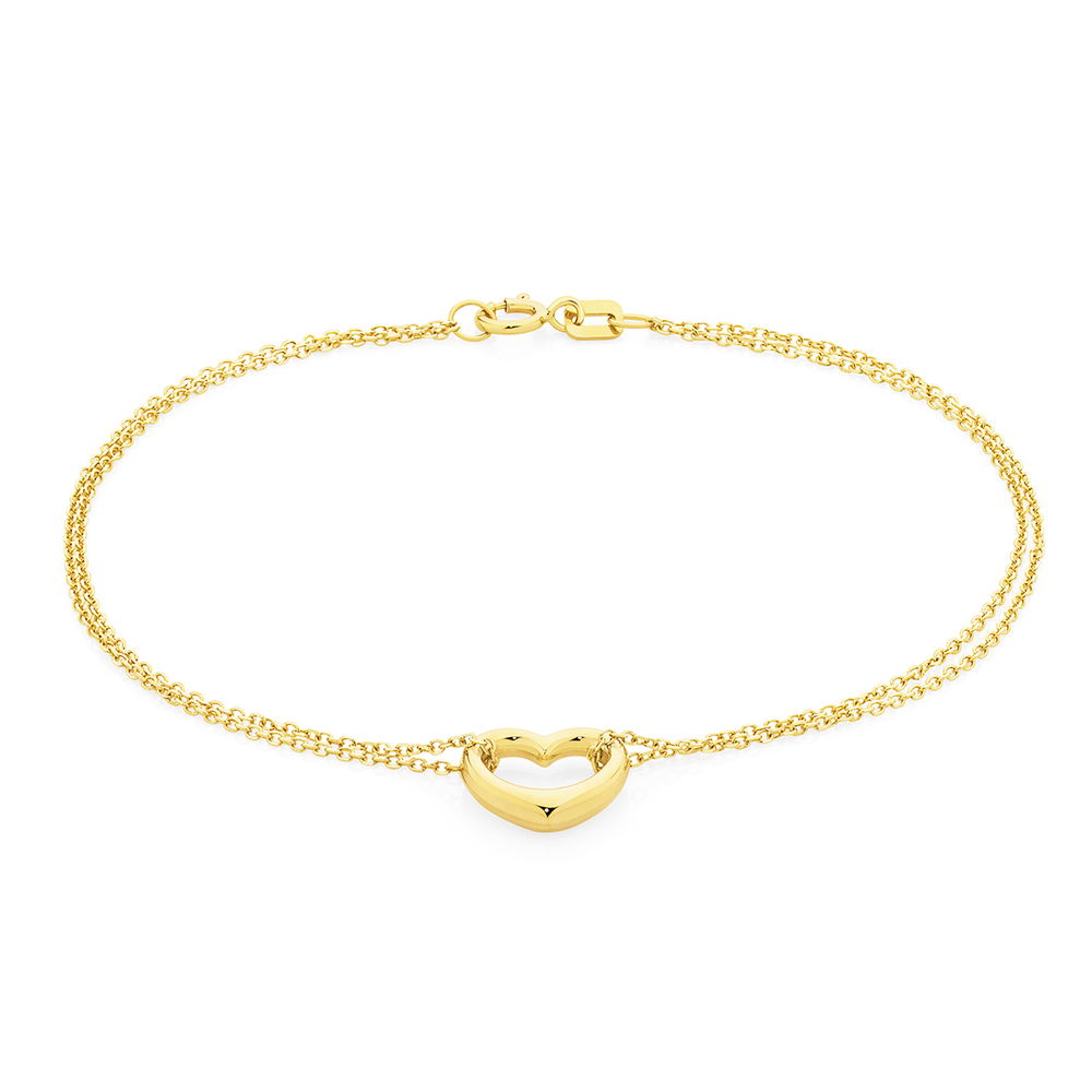 9ct gold heart bracelet hotsell