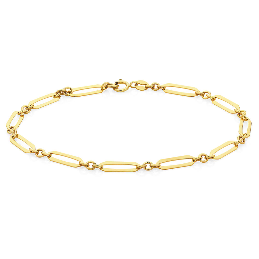 Real 10kt Solid Yellow Gold Figaro Bracelet Unisex 9'' Inches 13mm – G Bar