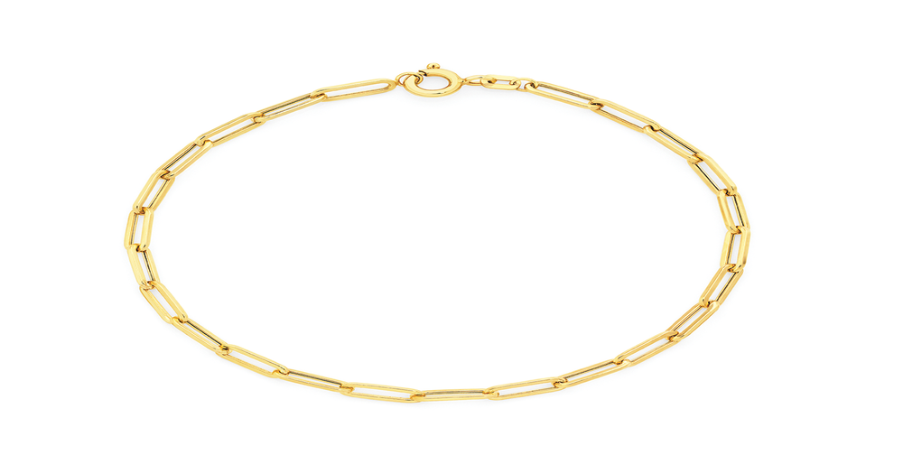 9ct Gold 19cm Hollow Paperclip Bracelet Goldmark (AU)