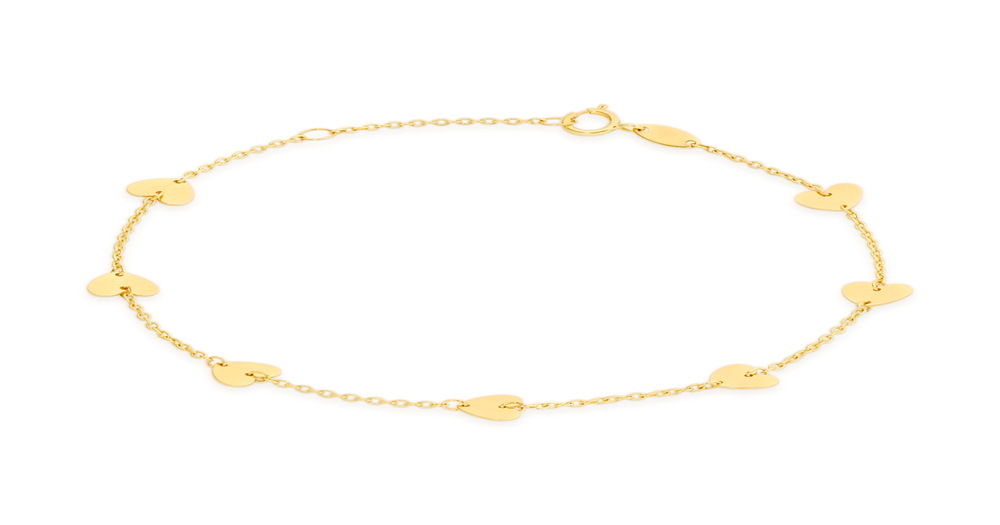 9ct Gold 19cm Multi Hearts Trace Bracelet Goldmark (AU)