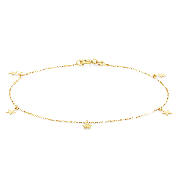 9ct Gold 19cm Multi Star Trace Bracelet