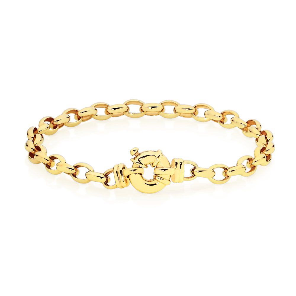 9ct Gold 19cm Solid Belcher Bolt Ring Bracelet Goldmark AU