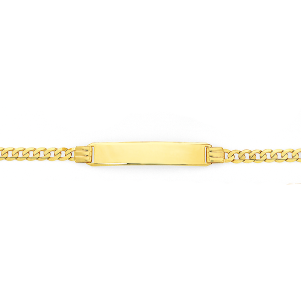 9ct Gold 19cm Solid Curb ID Bracelet