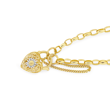 9ct Gold Solid Oval Belcher Sunflower Padlock Bracelet $1225 ($2450) + more 50% off Goldmark jewellery sale