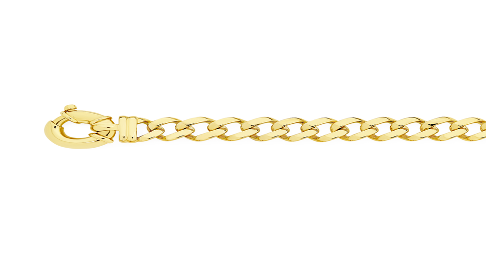 9ct Gold 19cm Solid Square Curb Bolt Ring Bracelet | Goldmark (AU)