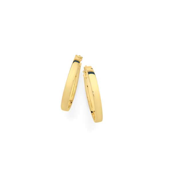 9ct Gold 20mm Square Tube Hoop Earrings
