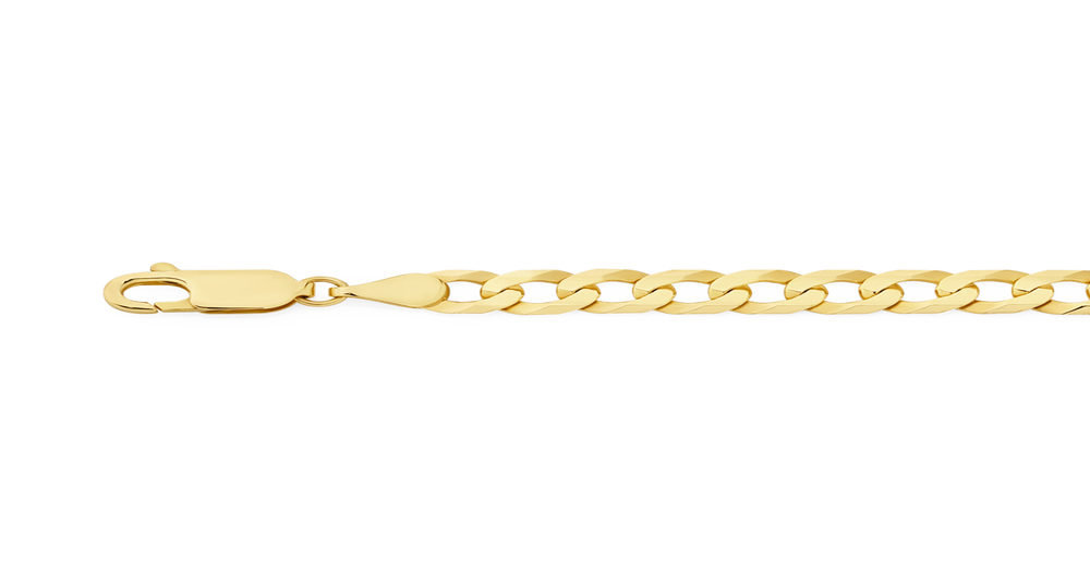 9ct Gold 21.5cm Solid Bevelled Curb Bracelet | Goldmark (AU)