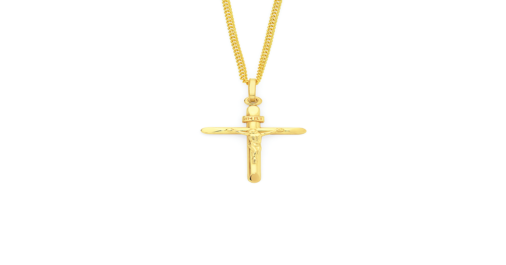 9ct Gold 24mm Crucifix 'inri' Cross Pendant Goldmark (AU)