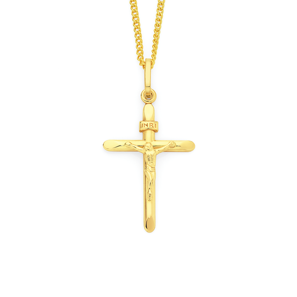 9ct Gold 24mm Crucifix 'Inri' Cross Pendant