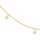 9ct Gold 25cm CZ Hearts Figaro 3+1 Anklet