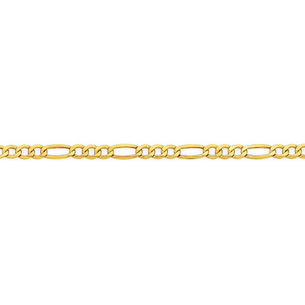 9ct Gold 25cm Figaro 3+1 Anklet