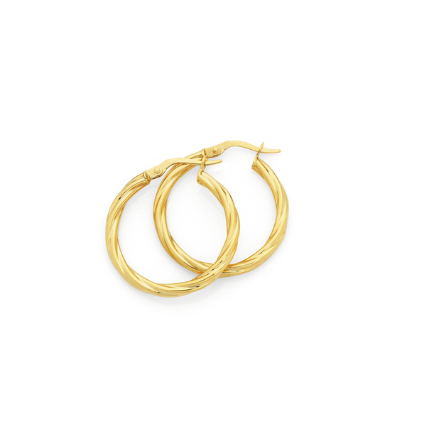 9ct Gold 2.5x20mm Twist Hoop Earrings