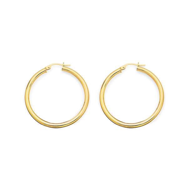 9ct Gold 2.5x30mm Polished Hoop Earrings