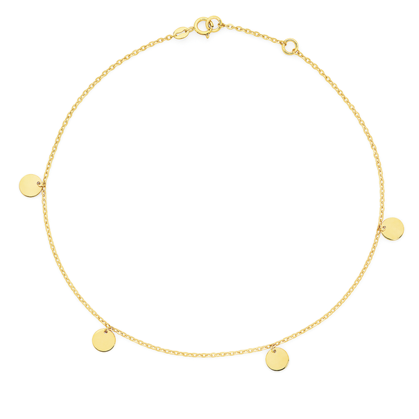 9ct Gold 27cm Multi-Discs Trace Anklet
