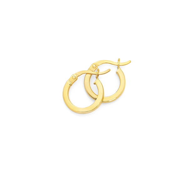 9ct Gold 2x10mm Square Tube Hoop Earrings