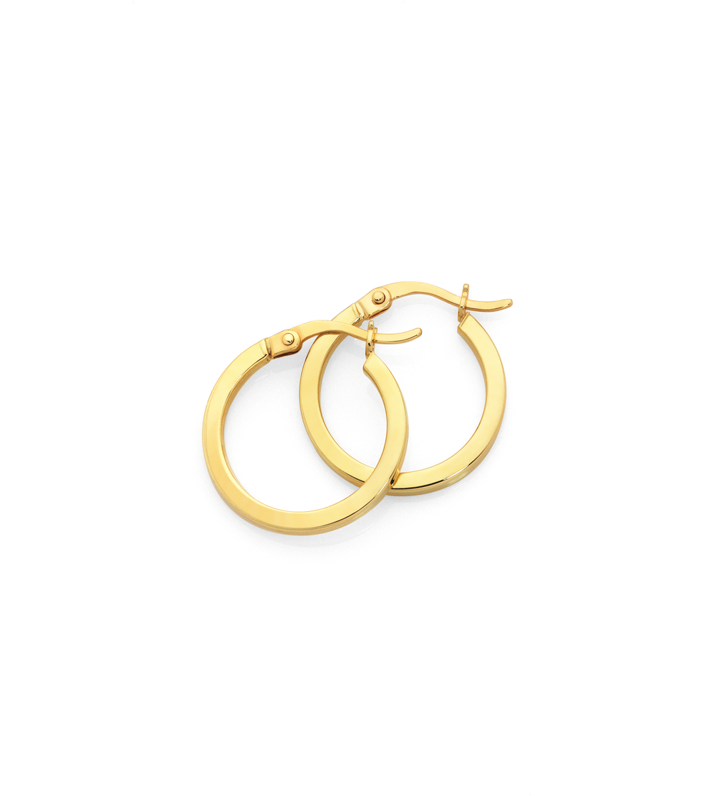 9ct Gold 2x15mm Square Tube Hoop Earrings Goldmark AU