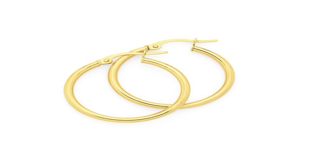9ct Gold 2x20mm Polished Hoop Earrings Goldmark (AU)