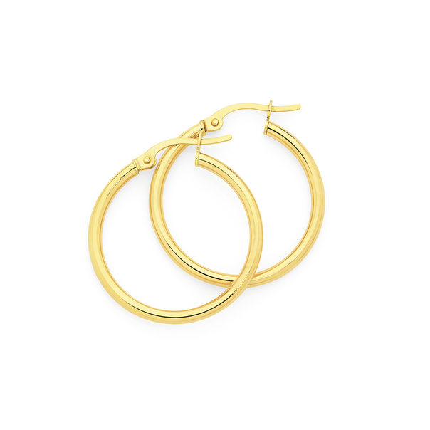 9ct Gold 2x20mm Polished Hoop Earrings