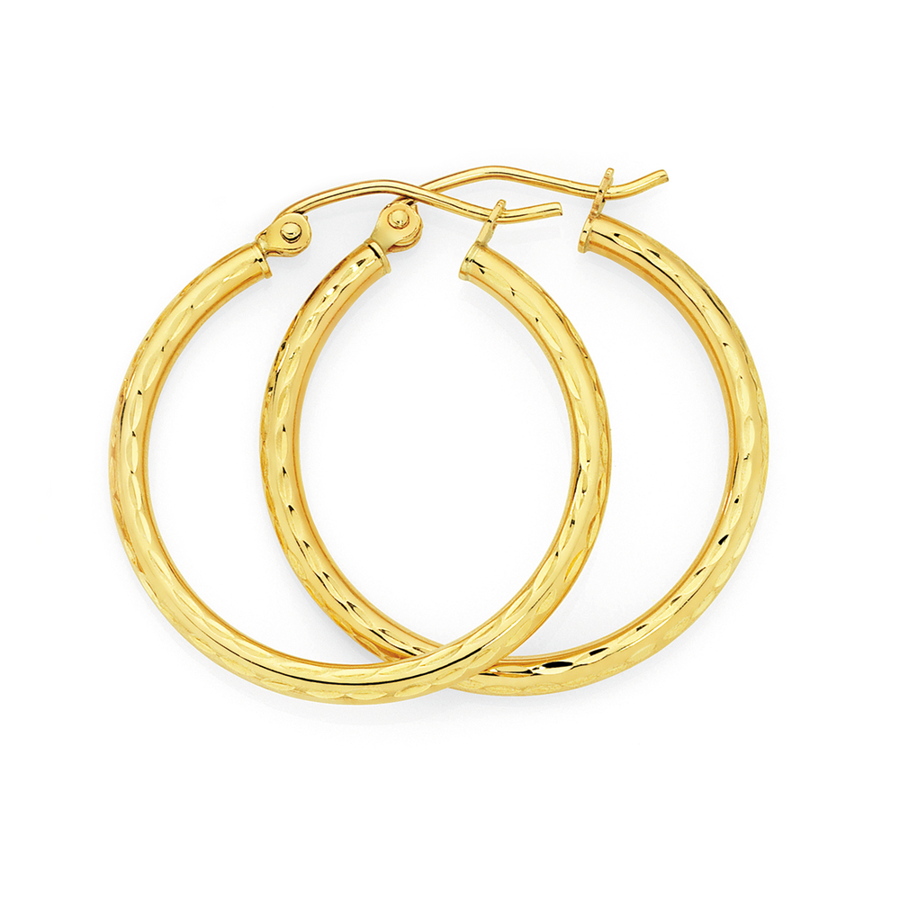 9ct Gold 2x20mm Polished Hoop Earrings Earrings Goldmark Au