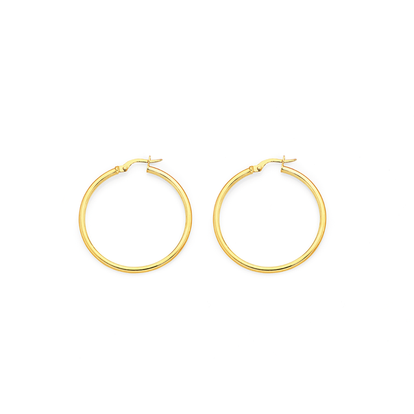 9ct Gold 2x30mm Polished  Hoop Earrings