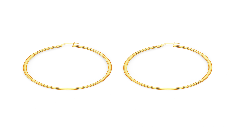 9ct Gold 2x40mm Polished Hoop Earrings Goldmark (AU)