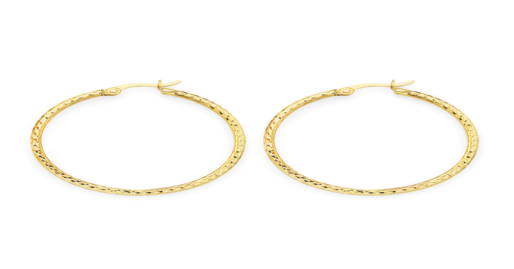 9ct Gold 30mm Sparkle Diamondcut Hoop Earrings Goldmark (AU)