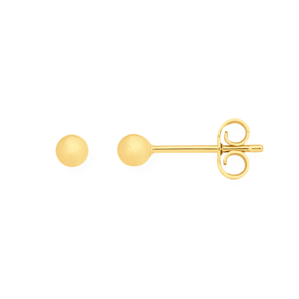 9ct Gold 3mm Polished Ball Stud Earrings