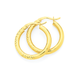 9ct Gold 3x15mm Diamond-cut Hoop Earrings
