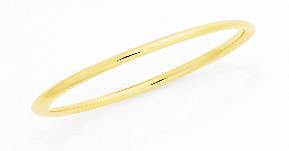 9ct Gold 3x40mm Hollow Golf Children's Bangle Goldmark (AU)