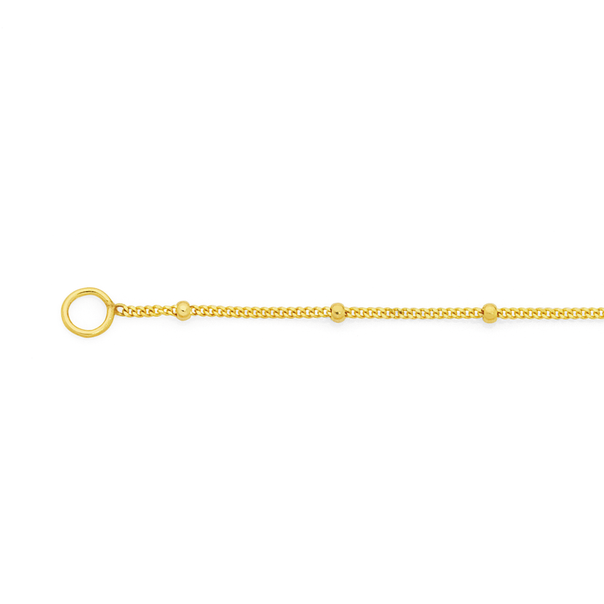 9ct Gold 45cm Beaded Solid Curb Chain