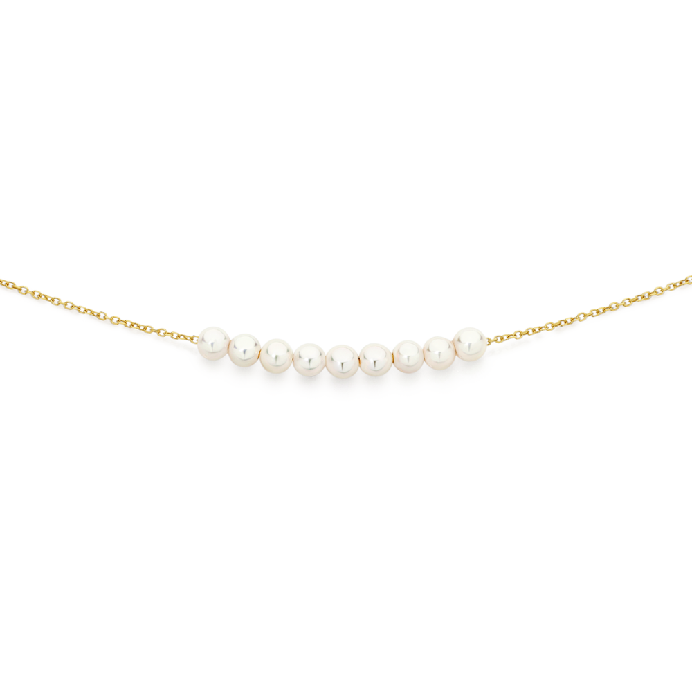 9ct Gold 18.5cm Cultured Fresh Water Pearl Bracelet With Chain in White Goldmark AU