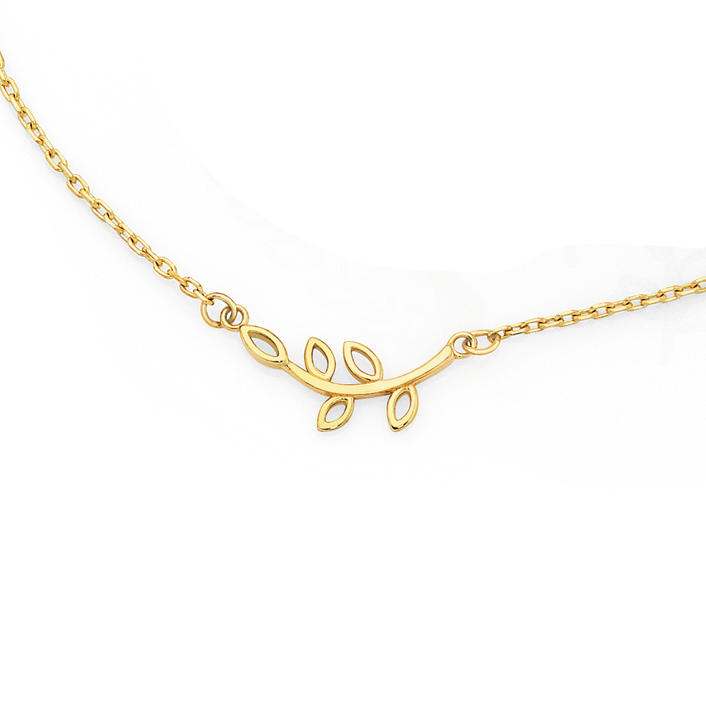 9ct Gold 45cm Open Leaf Trace Necklace 