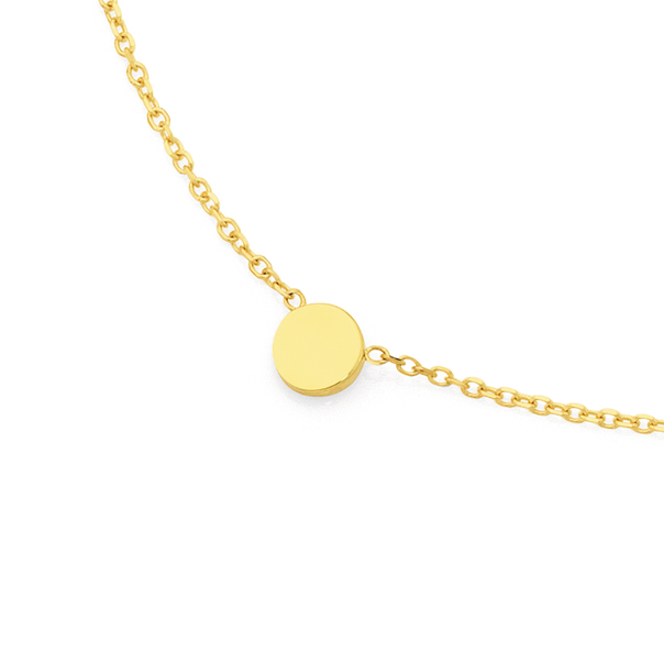 9ct Gold 45cm Round Disc Trace Necklet