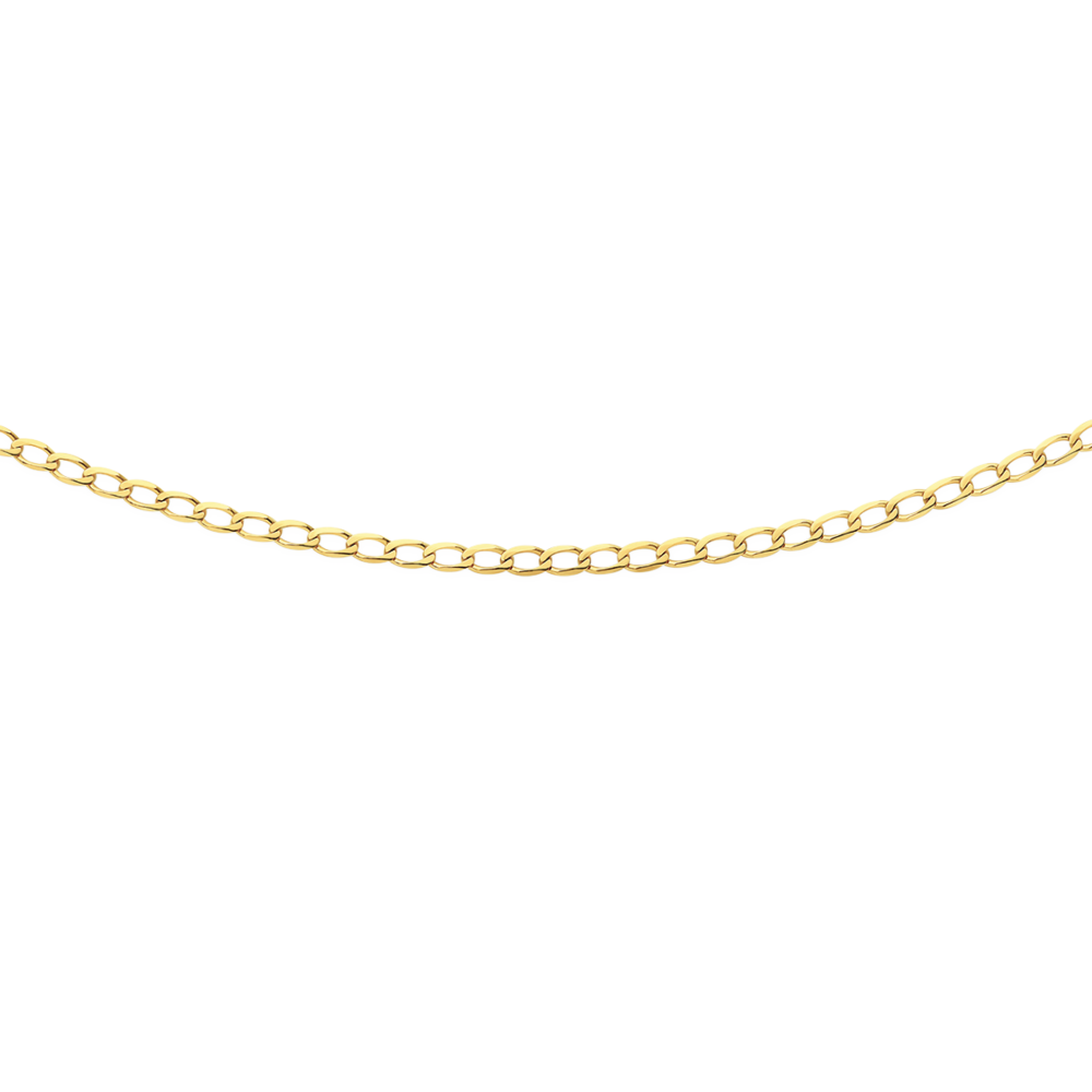 9ct Gold 45cm Solid Flat Diamond-cut Curb Chain Goldmark (AU)