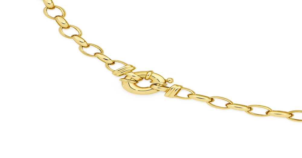Belcher Bolt Ring Necklace Gold Belcher Necklace 9ct Gold 45cm