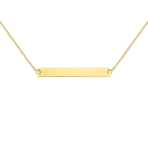 9ct Gold 45cm Solid Trace Bar Plate Necklet