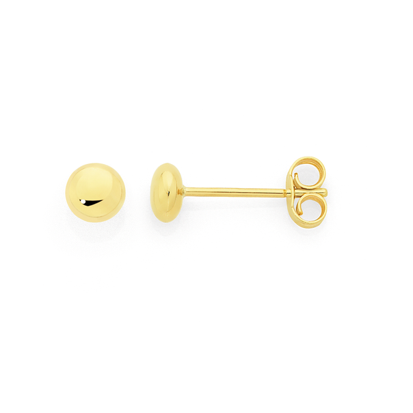 9ct Gold 4mm Button Stud Earrings